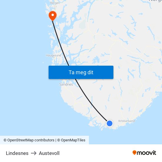 Lindesnes to Austevoll map