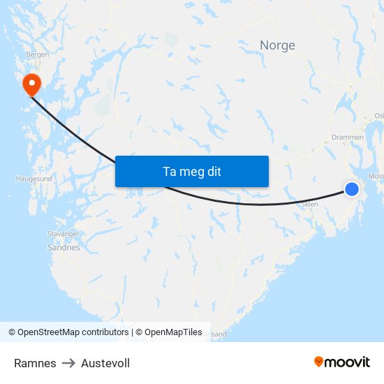 Ramnes to Austevoll map