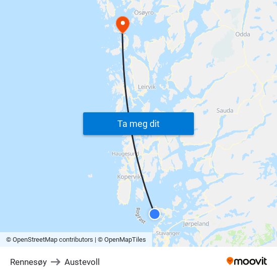 Rennesøy to Austevoll map