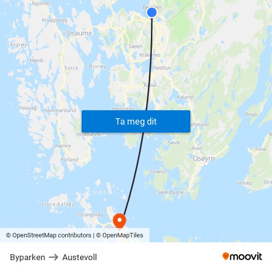 Byparken to Austevoll map