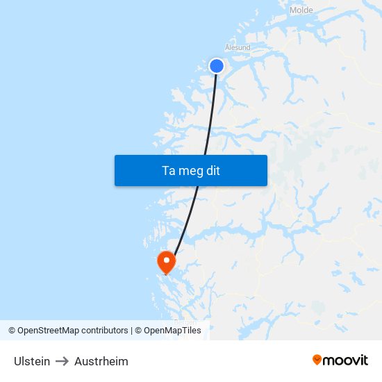 Ulstein to Austrheim map