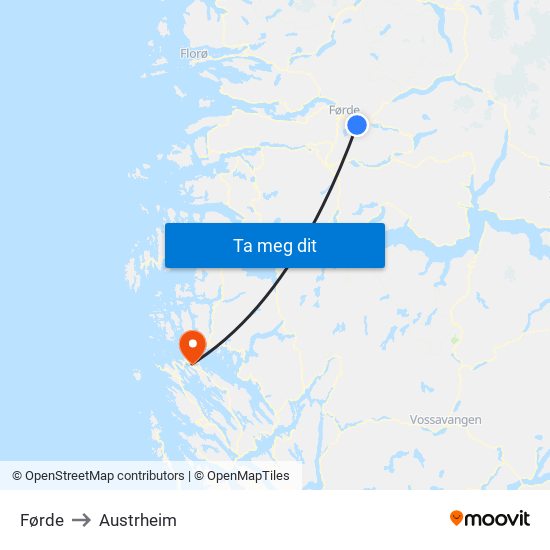 Førde to Austrheim map