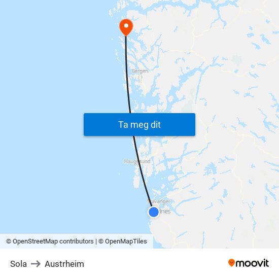 Sola to Austrheim map