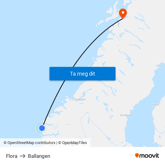 Flora to Ballangen map