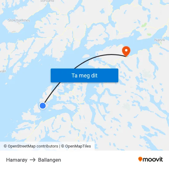 Hamarøy to Ballangen map
