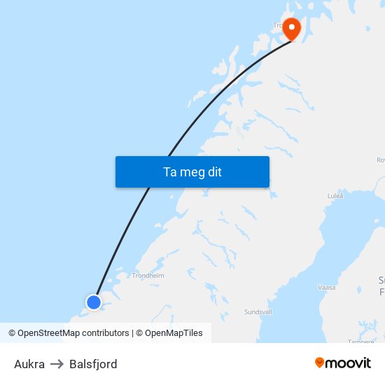 Aukra to Balsfjord map