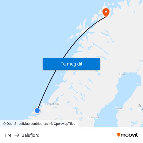 Frei to Balsfjord map