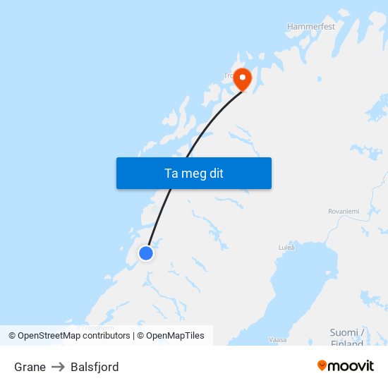 Grane to Balsfjord map