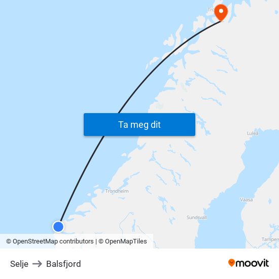 Selje to Balsfjord map