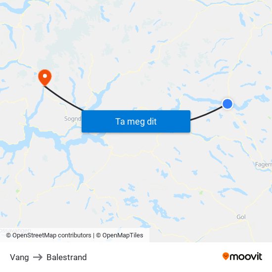 Vang to Balestrand map