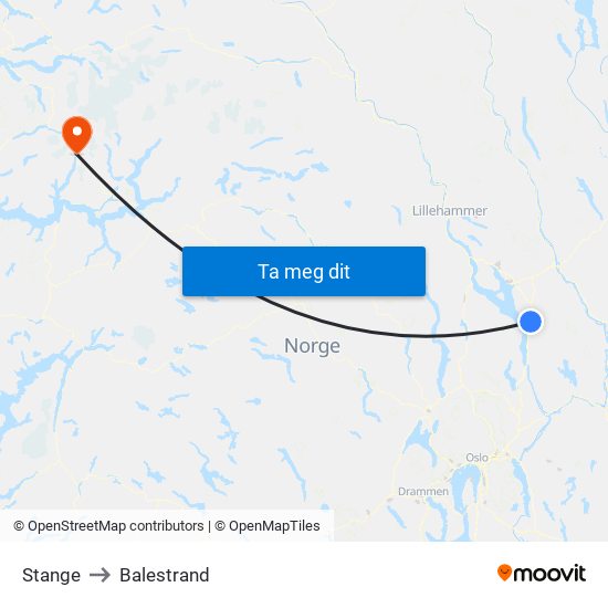 Stange to Balestrand map