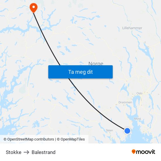 Stokke to Balestrand map