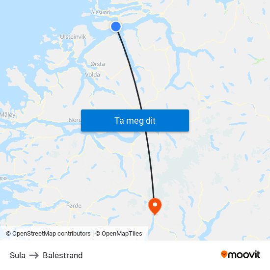 Sula to Balestrand map