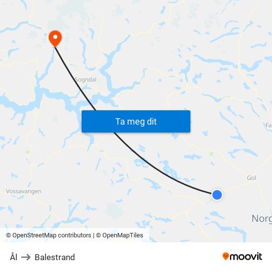 Ål to Balestrand map