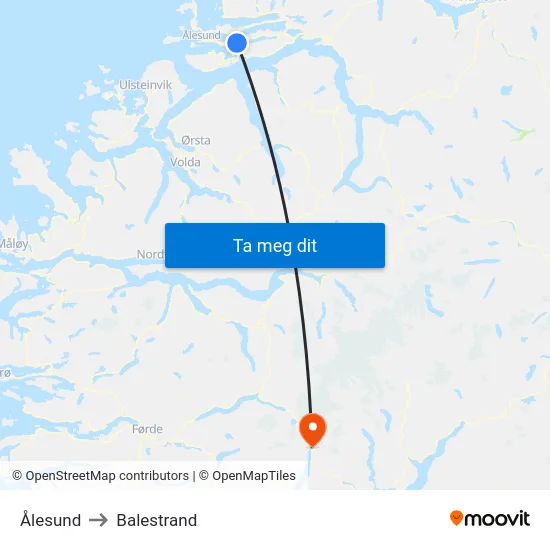 Ålesund to Balestrand map