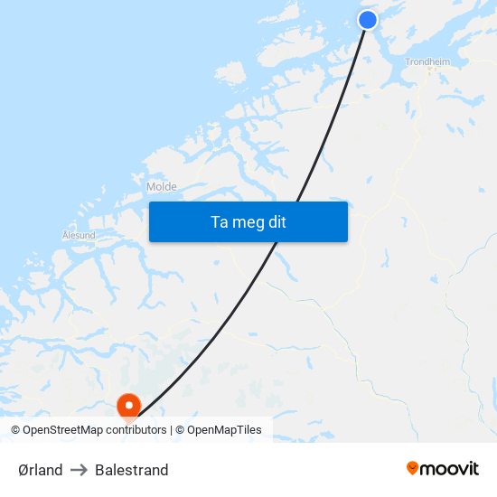 Ørland to Balestrand map