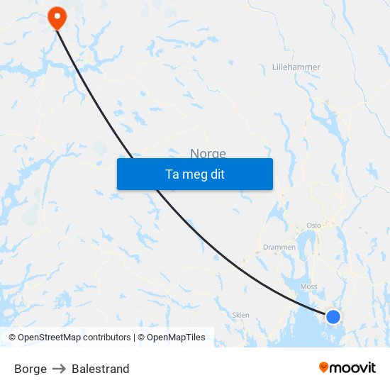 Borge to Balestrand map