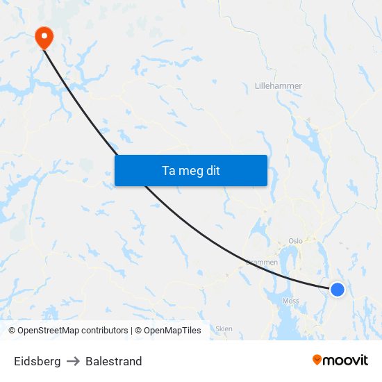 Eidsberg to Balestrand map