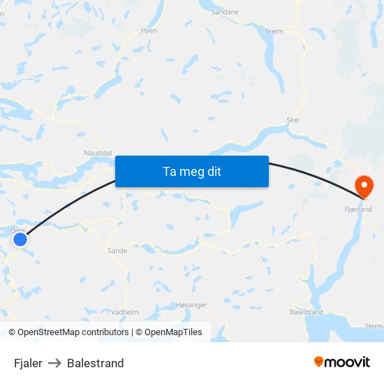 Fjaler to Balestrand map