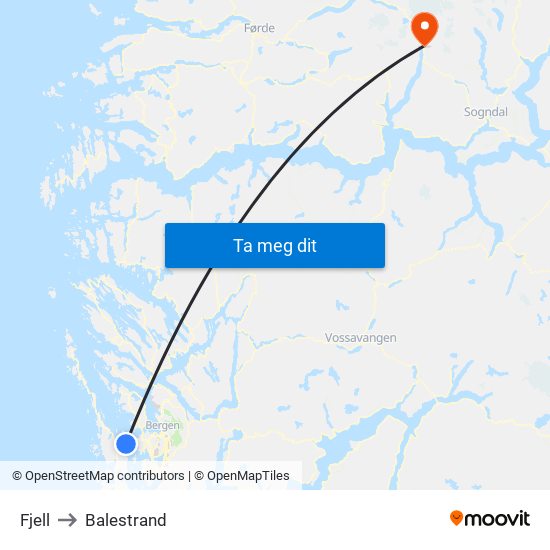 Fjell to Balestrand map