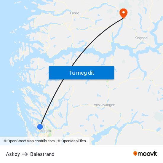 Askøy to Balestrand map