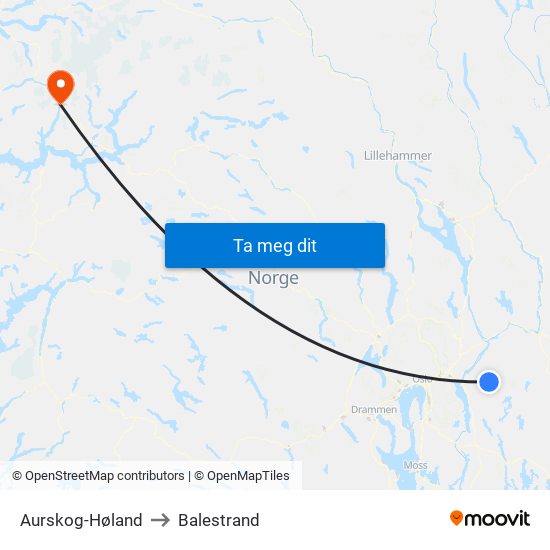 Aurskog-Høland to Balestrand map