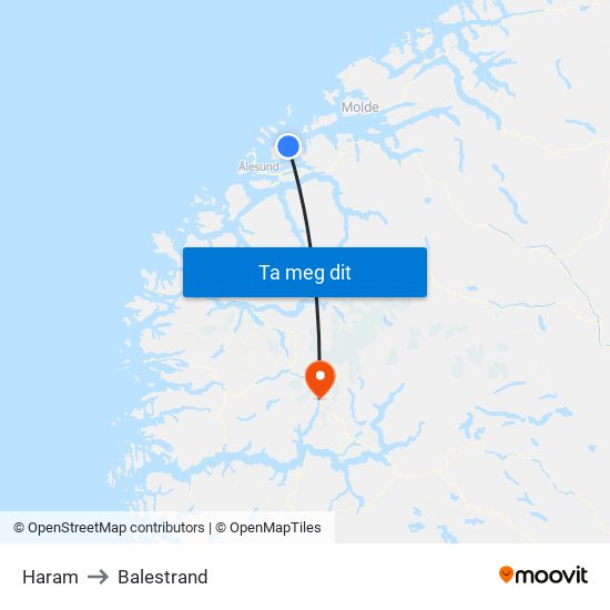 Haram to Balestrand map