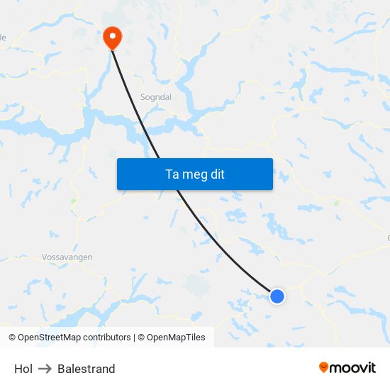 Hol to Balestrand map