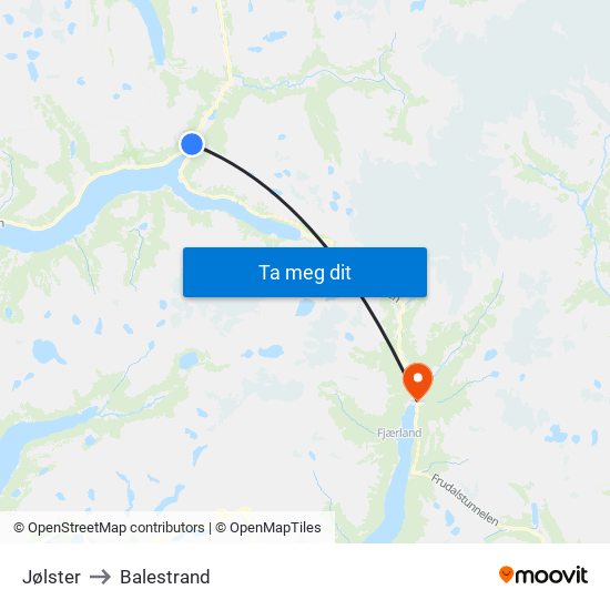 Jølster to Balestrand map
