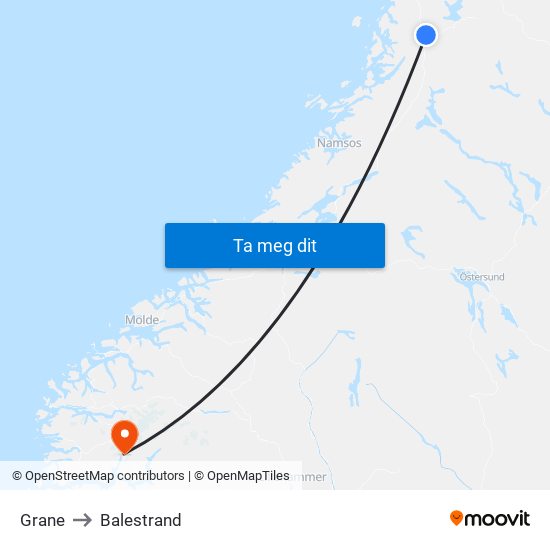 Grane to Balestrand map