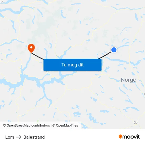 Lom to Balestrand map
