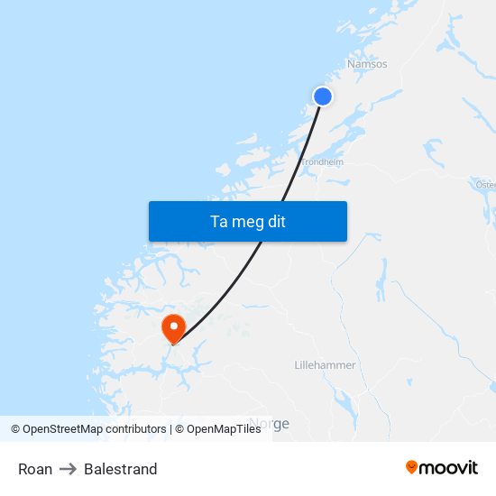 Roan to Balestrand map