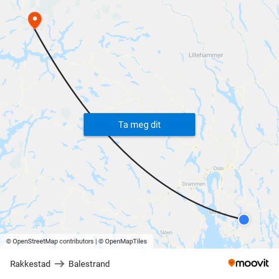 Rakkestad to Balestrand map