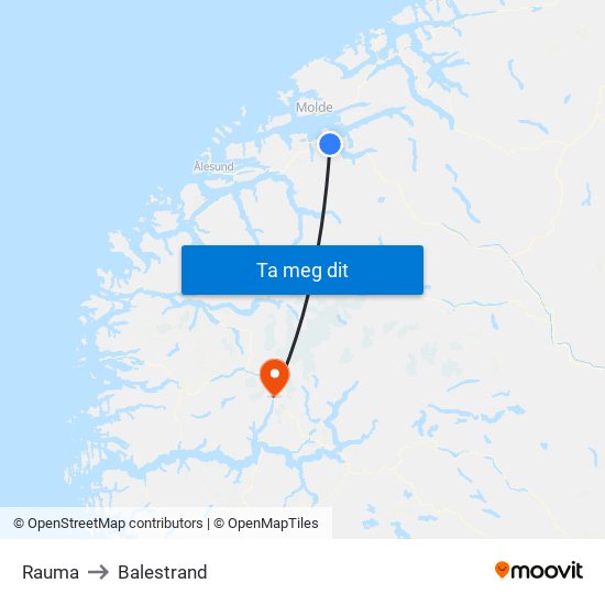 Rauma to Balestrand map