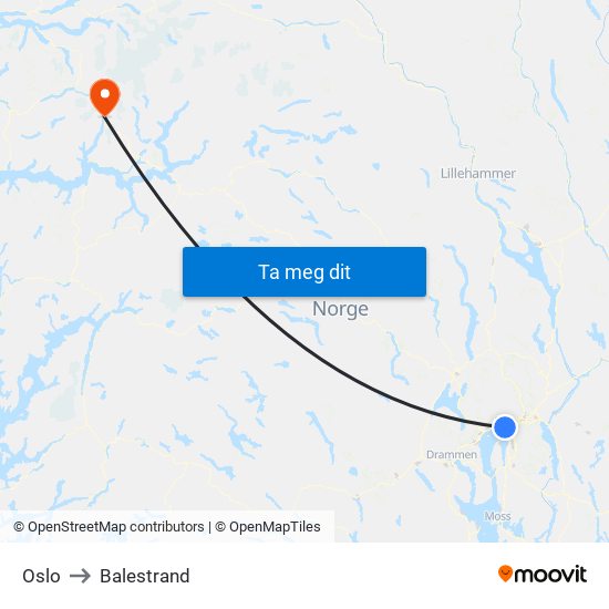 Oslo to Balestrand map