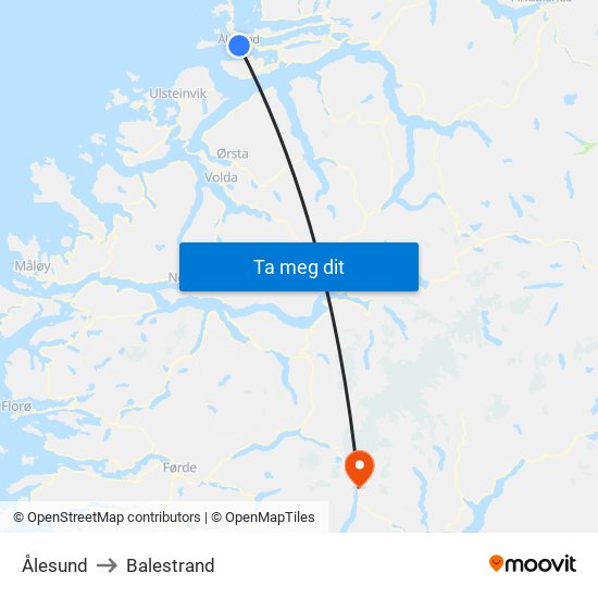 Ålesund to Balestrand map