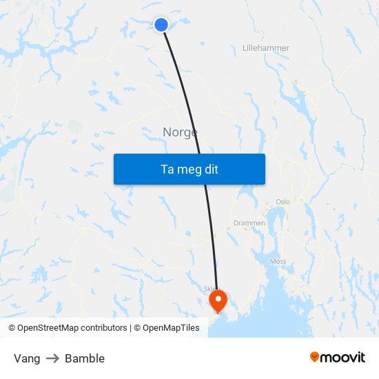 Vang to Bamble map