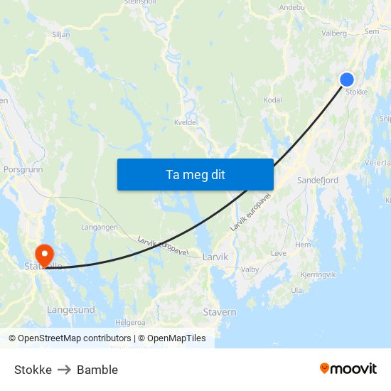 Stokke to Bamble map