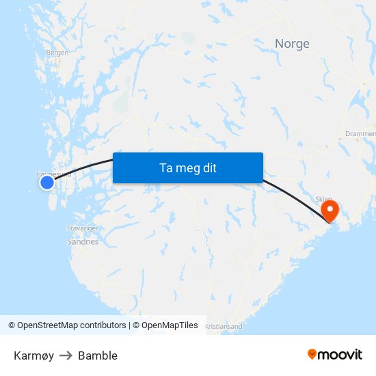 Karmøy to Bamble map