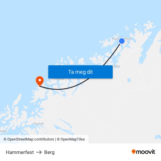 Hammerfest to Berg map