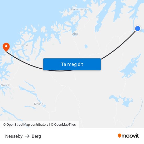 Nesseby to Berg map