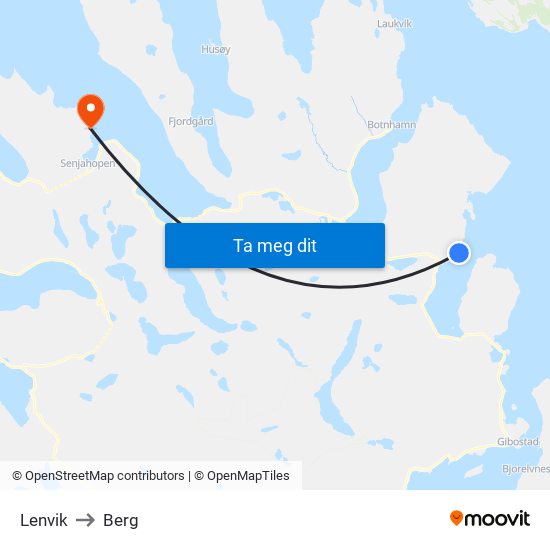 Lenvik to Berg map