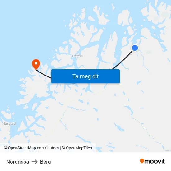 Nordreisa to Berg map