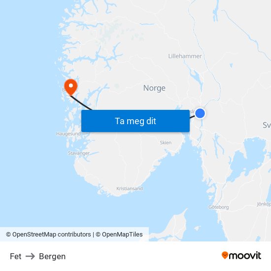Fet to Bergen map
