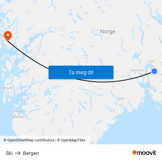 Ski to Bergen map