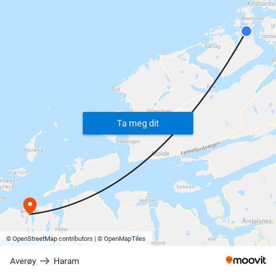 Averøy to Haram map