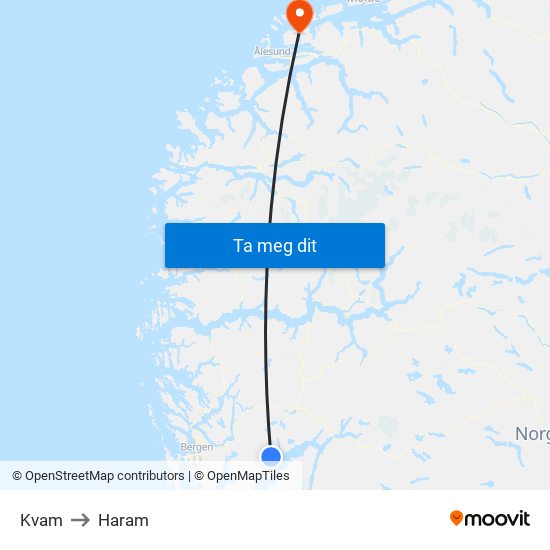 Kvam to Haram map