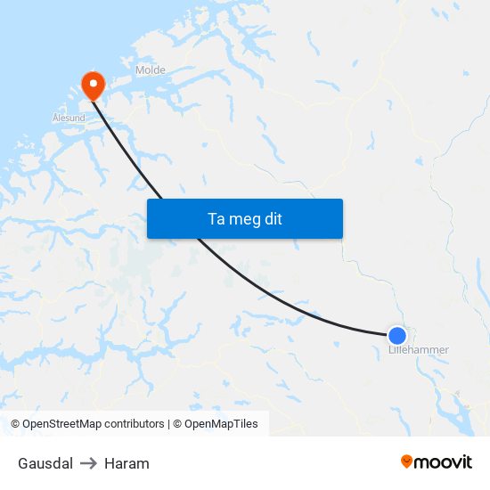 Gausdal to Haram map