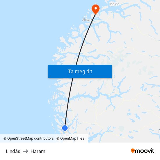 Lindås to Haram map