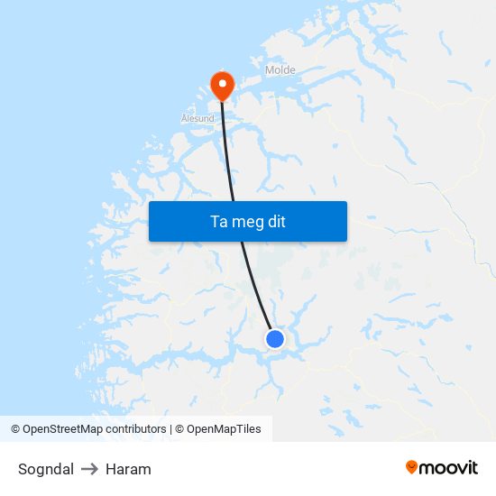 Sogndal to Haram map